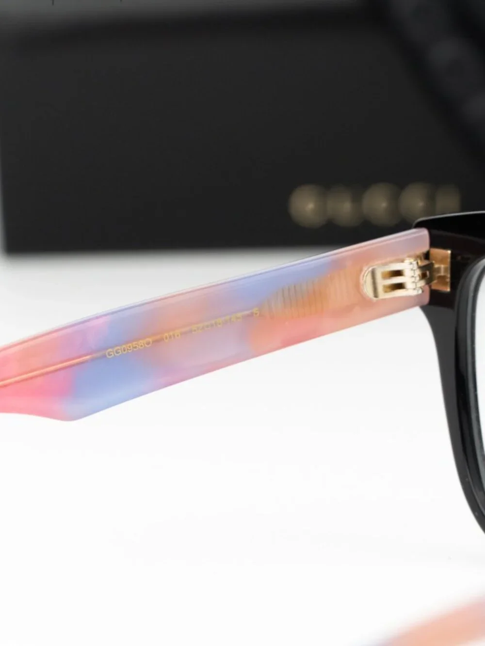 Gucci Women Eyeglasses Black Pink Havana Demo Square GG0958O 011 NEW AUTHENTIC